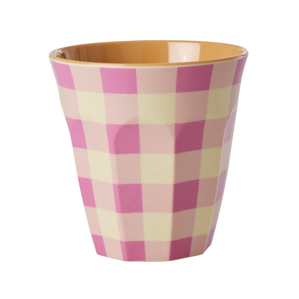 Becher Rice kariert pink