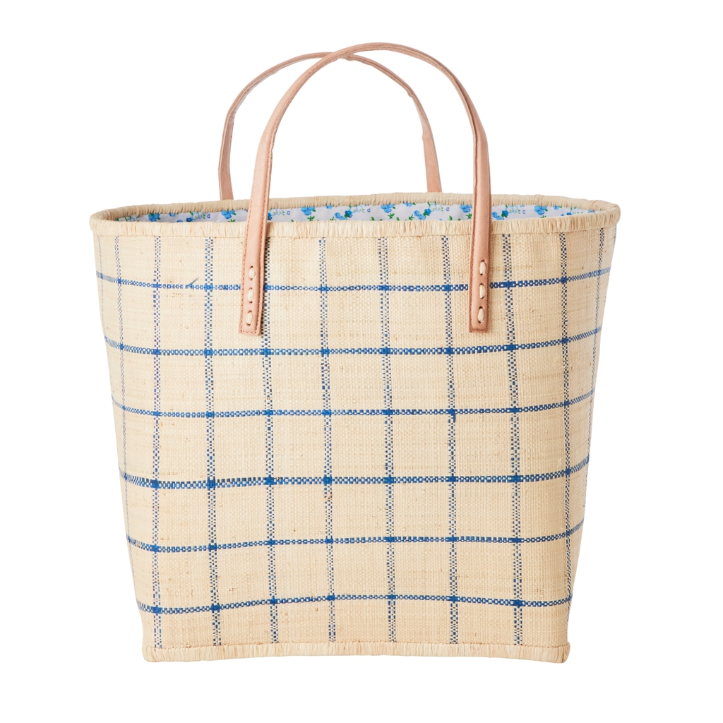Raffia Tasche kariert
