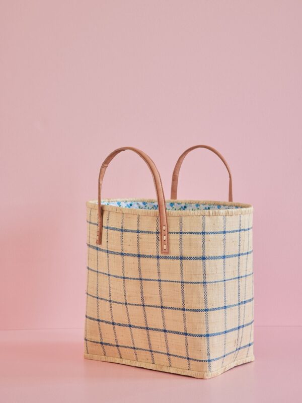 Raffia Tasche kariert – Bild 3