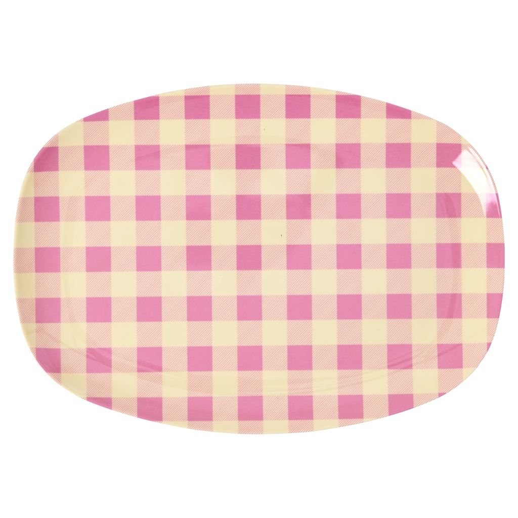 Tablett Rice gross kariert pink-orange