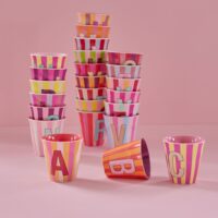 Becher Rice ABC Streifen pink