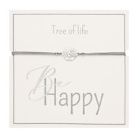 Armband - "Be Happy" - Edelstahl - Baum des Lebens